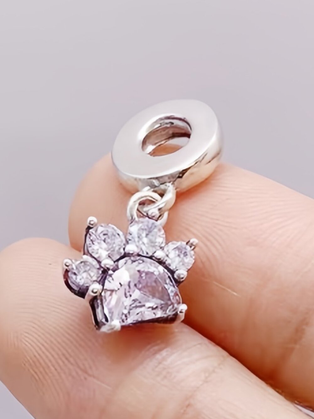 2022 New Sparkling Pet Paw Print Dangle Charm Fits All Pandora Bracelet